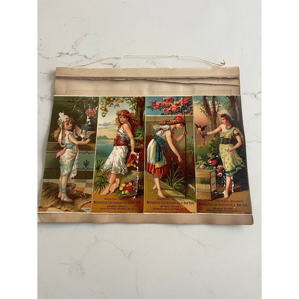 Country Girls, Young Lady with Hand Fan, Antique Victorian Trade Cards from an